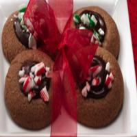 Peppermint-Fudge Thumbprint Cookies image