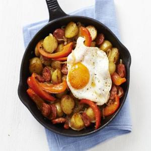 Spanish eggs with chorizo & peppers image