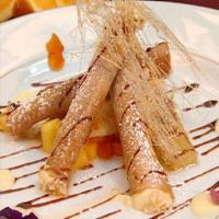 Banana Cigars with Coconut Creme Brulee and Tropical Rum Salsita_image
