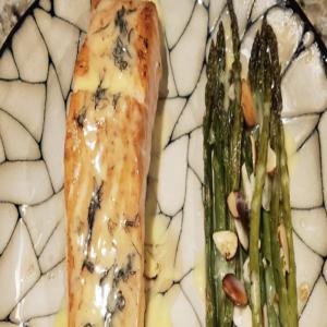 Broiled Salmon With Beurre Blanc And Asparagus Almondine Recipe by Tasty_image