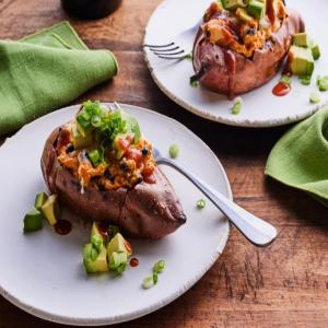 Healthy Air Fryer Twice Baked Sweet Potato with Black Beans image