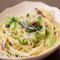 Bucatini with Shaved Zucchini, Bacon and Pecorino_image