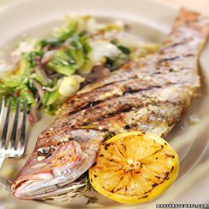 Grilled Whole Snapper with Escarole and Preserved Lemons image