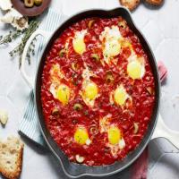 Eggs Poached in Tomato-Olive Sauce image