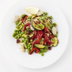 Butter bean, grilled courgette, roast red pepper & chorizo salad image