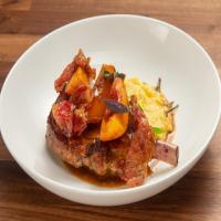 Pork with Polenta and Rosemary Peaches image