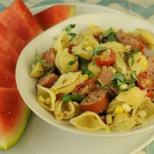 Conchiglie Pasta with Sweet Corn and Cherry Tomatoes image