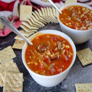 Cajun Corn Soup - Baked Broiled and Basted_image