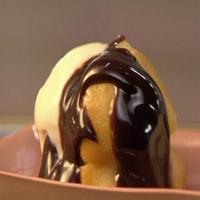 Profiteroles with Vanilla Ice Cream and Chocolate Sauce image