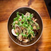Linguine alla Chitarra with Clams, Guanciale and Pea Tendrils_image