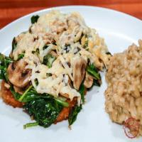 Smothered Chicken Breasts with Asiago, Mushrooms and Spinach_image