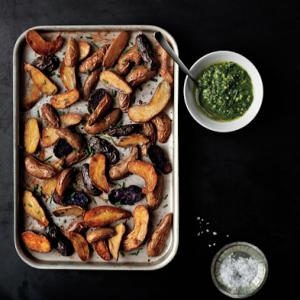 Roasted Fingerling Potatoes with Chive Pesto Recipe | Epicurious.com_image