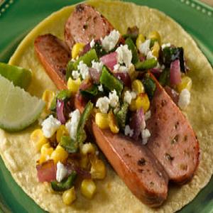 Jalapeño Dogs with Roasted Corn & Poblano Topping_image