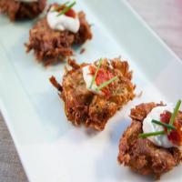 Mini Potato Pancakes with Sour Cream and Pepper Jelly image