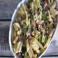 Pasta With Broccoli, Parmesan Cheese, and Ham_image