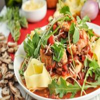 Pappardelle with Chicken and Wild Mushroom Ragù With Rosemary, Balsamic, and Parmesan_image