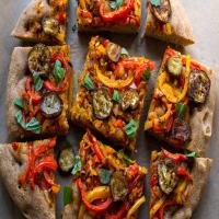 Whole Wheat Focaccia with Peppers and Eggplant image
