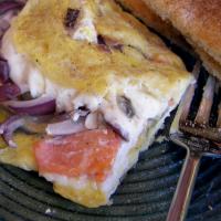Smoked Salmon Omelet With Red Onions and Capers image