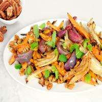 Roasted Carrots and Red Onions with Pecans, Fennel, and Mint image