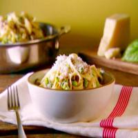 Tagliatelle with Smashed Peas, Sausage, and Ricotta Cheese image