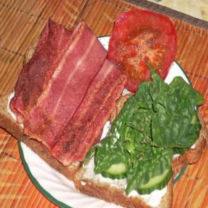 Turkey Bacon, Cucumber, Spinach and Tomato Sandwich image
