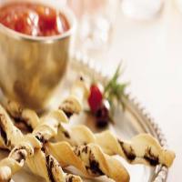 Kalamata Olive Breadstick Twists with Marinara Sauce_image