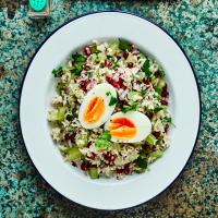Brown rice tabbouleh with eggs & parsley image