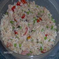 Rice Salad With Cherry Tomatoes, Parmesan, Peas, and Ham image