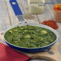 Spinach Mushroom Sabzi, Palak Mushroom Recipe_image