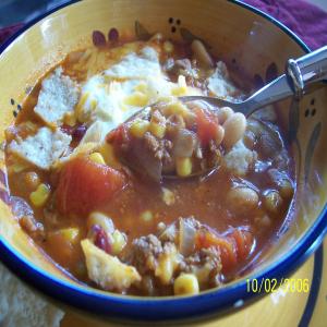 Taco Soup With Beans and Baked Tortillas_image