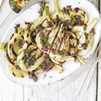 Barbecued fennel with black olive dressing image