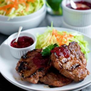 Grilled Pork Chops with Apple-Cranberry Maple Glaze Recipe_image