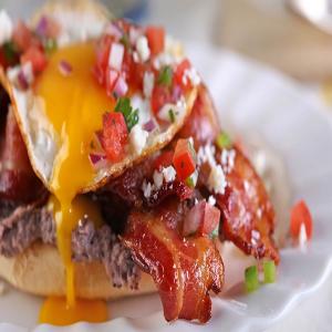 Bacon Mollete with Black Beans, Eggs and Salsa Fresca_image