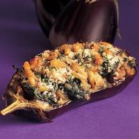 Aubergines filled with spinach & mushrooms image