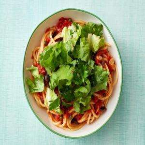 Spaghetti Puttanesca with Escarole Salad image