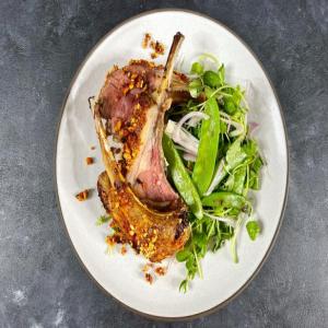 Red Curry Rack of Lamb with Warm Pea Salad_image