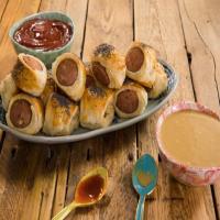 Pigs in Blankets with Harissa Ketchup and Honey Mustard image
