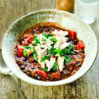 Mexican-style bean soup with shredded chicken & lime_image