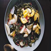 Braised Turnip Greens With Turnips and Apples image