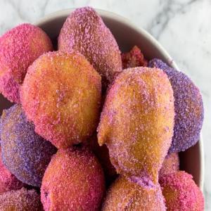 Jelly Doughnut Holes with DIY Colored Sugar_image