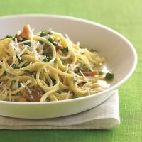Spaghetti Carbonara with Pork Belly and Fresh Peas_image