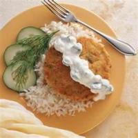 SALMON CAKES WITH CUCUMBER SAUCE image