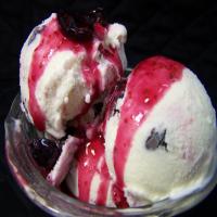Vanilla Ice Cream Swirled With Fresh Berry Puree_image