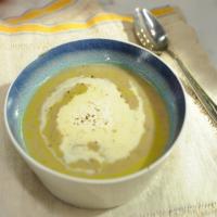 Mushroom-Leek-Pea Soup with Lemon-Ginger Creme Fraiche_image