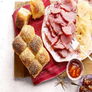 Honey-Glazed Ham and Checkerboard Rolls_image