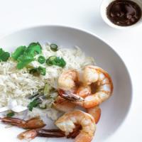 Sauteed Shrimp with Scallion Rice and Soy-Lime Sauce image