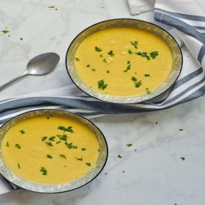 Healthy Creamy Cauliflower Soup: Easy Vegan Plant Based Weeknight DinnerRoasted Corn & Cauliflower Soup - Veggiecurean_image