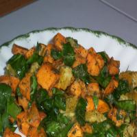 Wilted Spinach Salad With Roasted Kumara (Sweet Potato) image