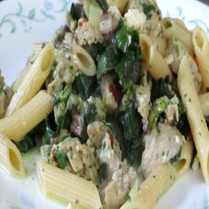 Penne With Spicy Sausage and Chard_image