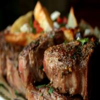 Lamb Chops and Potatoes With Olives, Tomatoes and Feta Cheese_image